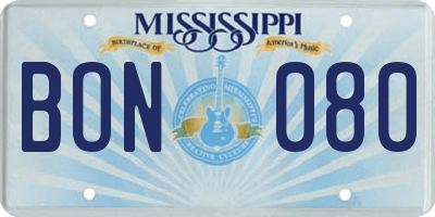 MS license plate BON080