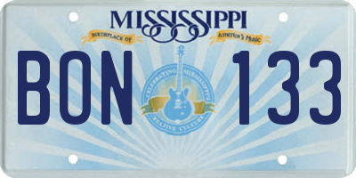 MS license plate BON133