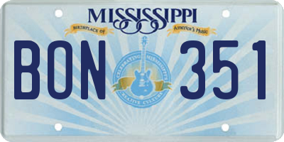 MS license plate BON351