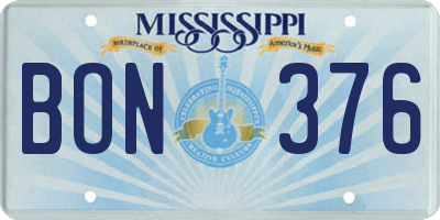 MS license plate BON376