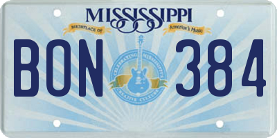 MS license plate BON384
