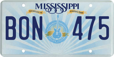 MS license plate BON475