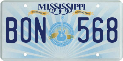 MS license plate BON568