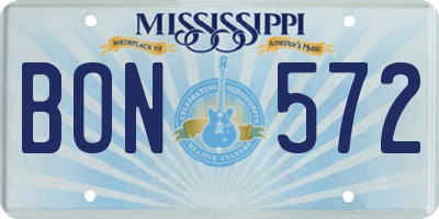 MS license plate BON572