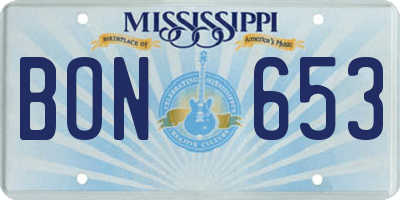 MS license plate BON653