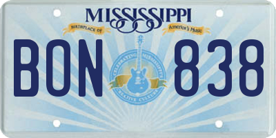 MS license plate BON838