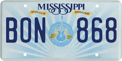 MS license plate BON868
