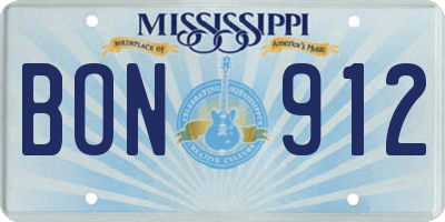 MS license plate BON912