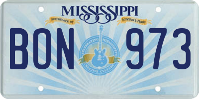 MS license plate BON973