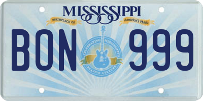 MS license plate BON999
