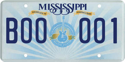 MS license plate BOO001