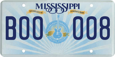 MS license plate BOO008