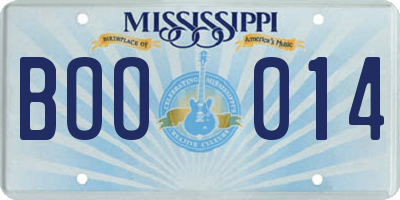MS license plate BOO014