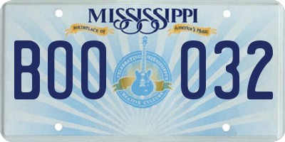 MS license plate BOO032