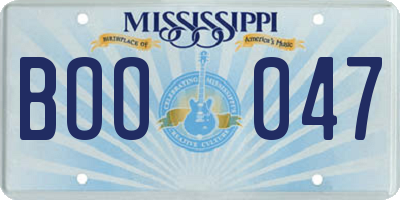 MS license plate BOO047