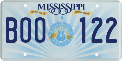 MS license plate BOO122