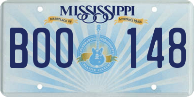 MS license plate BOO148