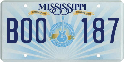 MS license plate BOO187