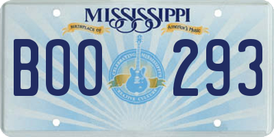 MS license plate BOO293