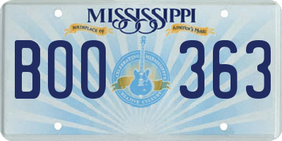 MS license plate BOO363