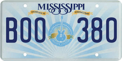 MS license plate BOO380
