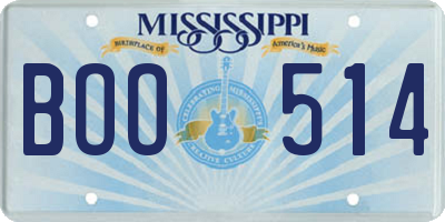 MS license plate BOO514