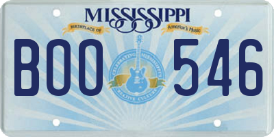 MS license plate BOO546