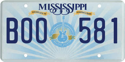 MS license plate BOO581