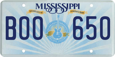 MS license plate BOO650