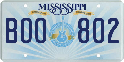 MS license plate BOO802