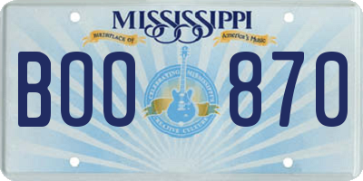 MS license plate BOO870