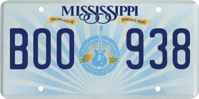 MS license plate BOO938