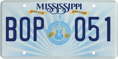 MS license plate BOP051