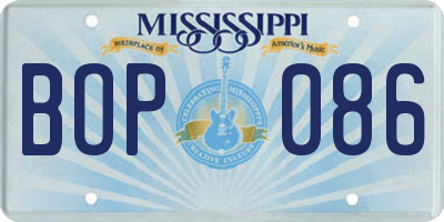 MS license plate BOP086