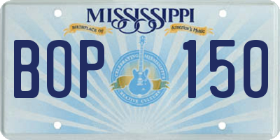 MS license plate BOP150
