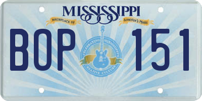 MS license plate BOP151