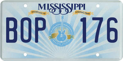 MS license plate BOP176