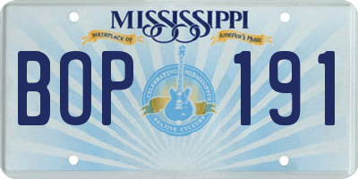 MS license plate BOP191
