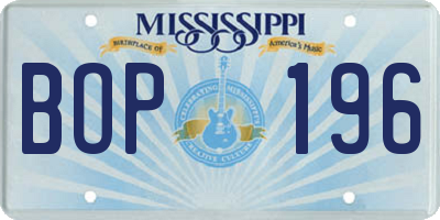 MS license plate BOP196