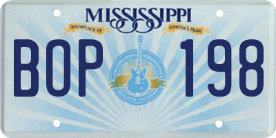 MS license plate BOP198