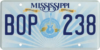 MS license plate BOP238