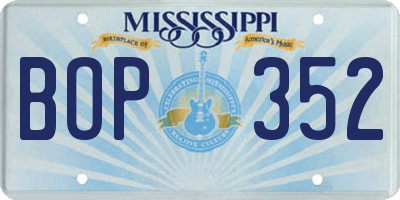 MS license plate BOP352