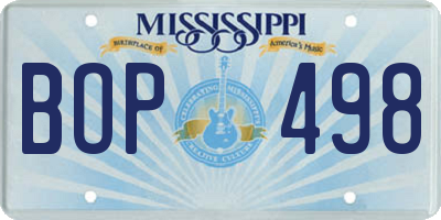 MS license plate BOP498