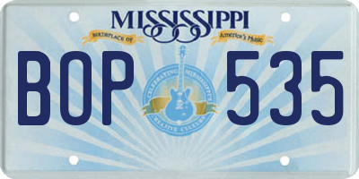 MS license plate BOP535
