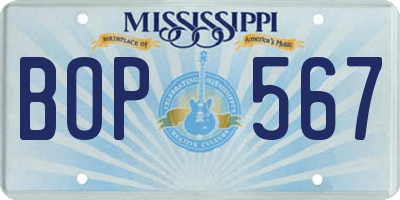 MS license plate BOP567