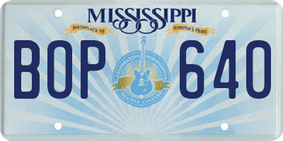 MS license plate BOP640