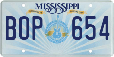 MS license plate BOP654