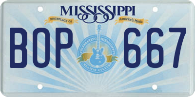 MS license plate BOP667