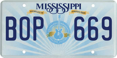 MS license plate BOP669
