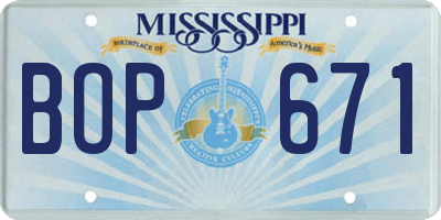 MS license plate BOP671
